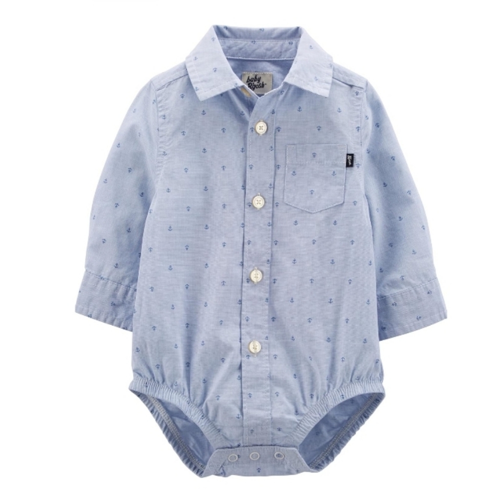 OSHKOSH B'GOSH CARTER'S BABY BLUE ANCHOR ONESIE 6 M